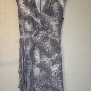 ANTONIO MELANI Gray Sheath Midi Dress V-Neck Cocktail